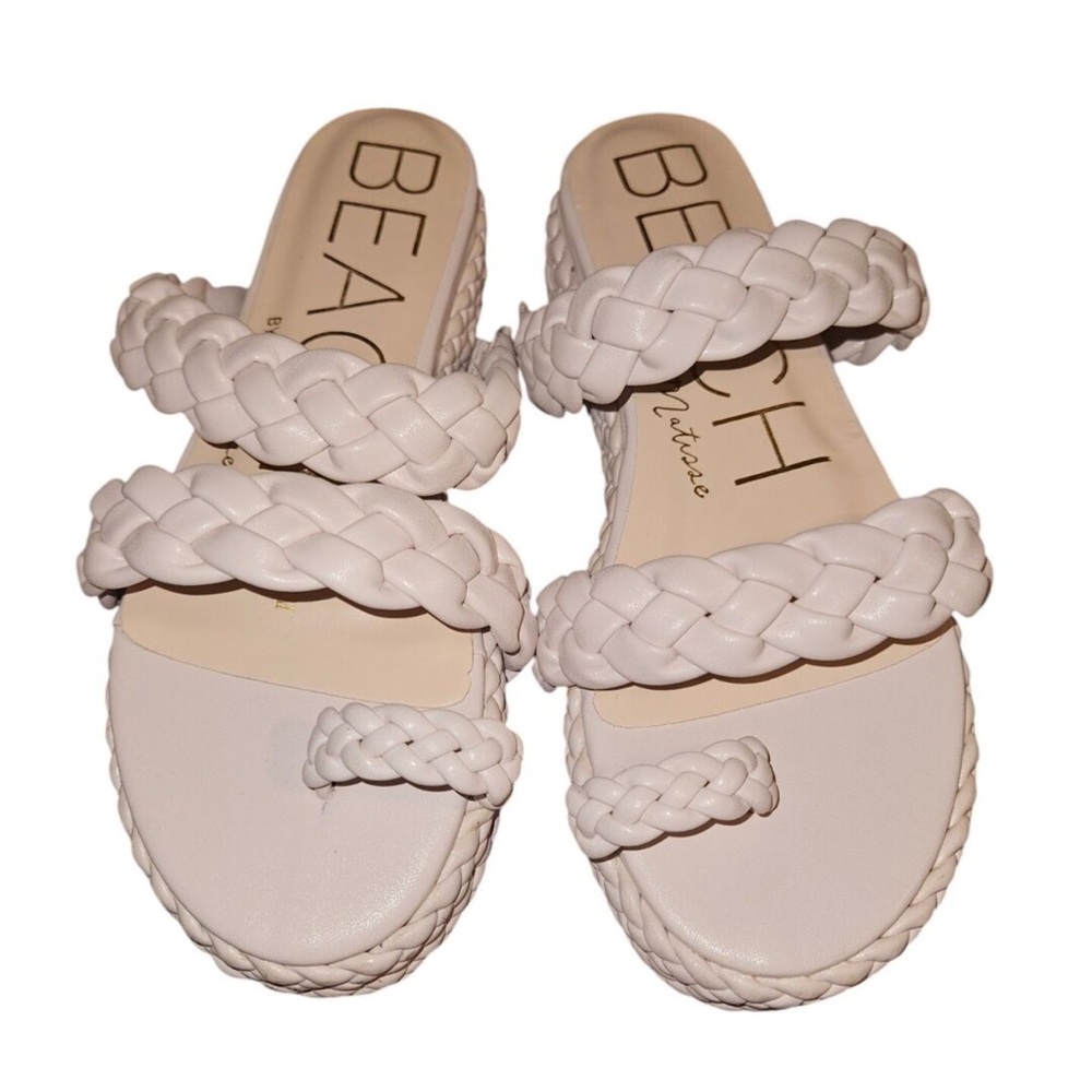 BEACH by Matisse Voyager Sandals Silver Braided Straps Vegan Leather Women's
